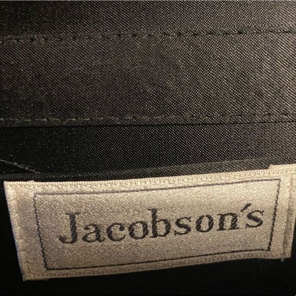 Jacobsons Black Crescent Pleated Front Jeweled Embellishment Rope Handle Clutch - Picture 5 of 5